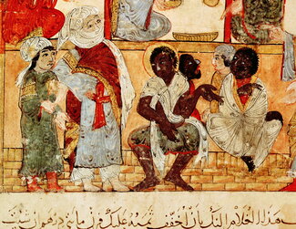 A Slave Market: From the Maqamat by al-Hariri, Painted by al-Wasiti, 1237