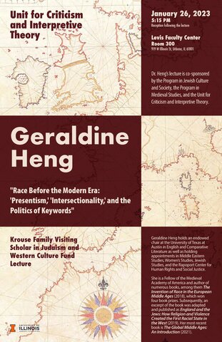 Poster for Geraldine Heng event